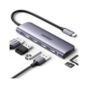 Bộ chuyển đổi USB-C sang USB-C PD+USB 3.0+RJ45+HDMI hỗ trợ 4k+VGA+SD/TF Ugreen 15600